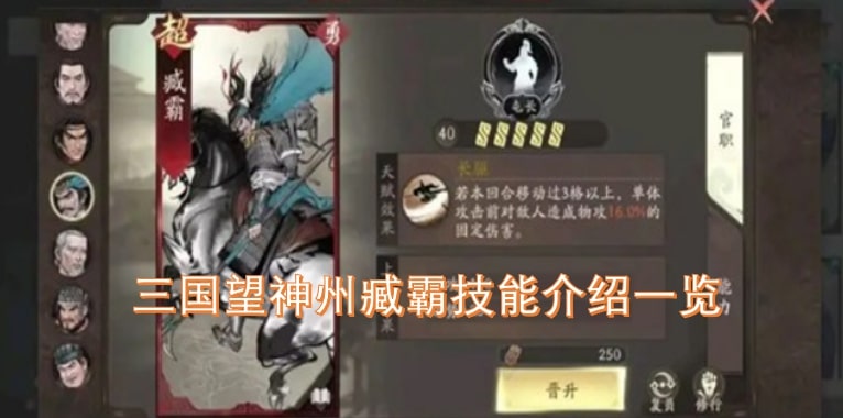 三国望神州臧霸技能介绍一览